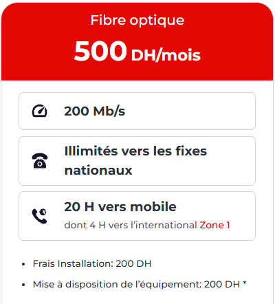 Catalogue IAM page 4 - Fibre Optique Maroc Telecom (IAM) : Offres, Prix, Débits et Frais d'Installation