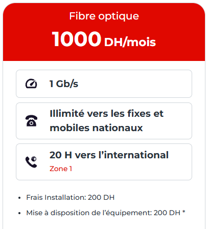 Catalogue IAM page 2 - Fibre Optique Maroc Telecom (IAM) : Offres, Prix, Débits et Frais d'Installation