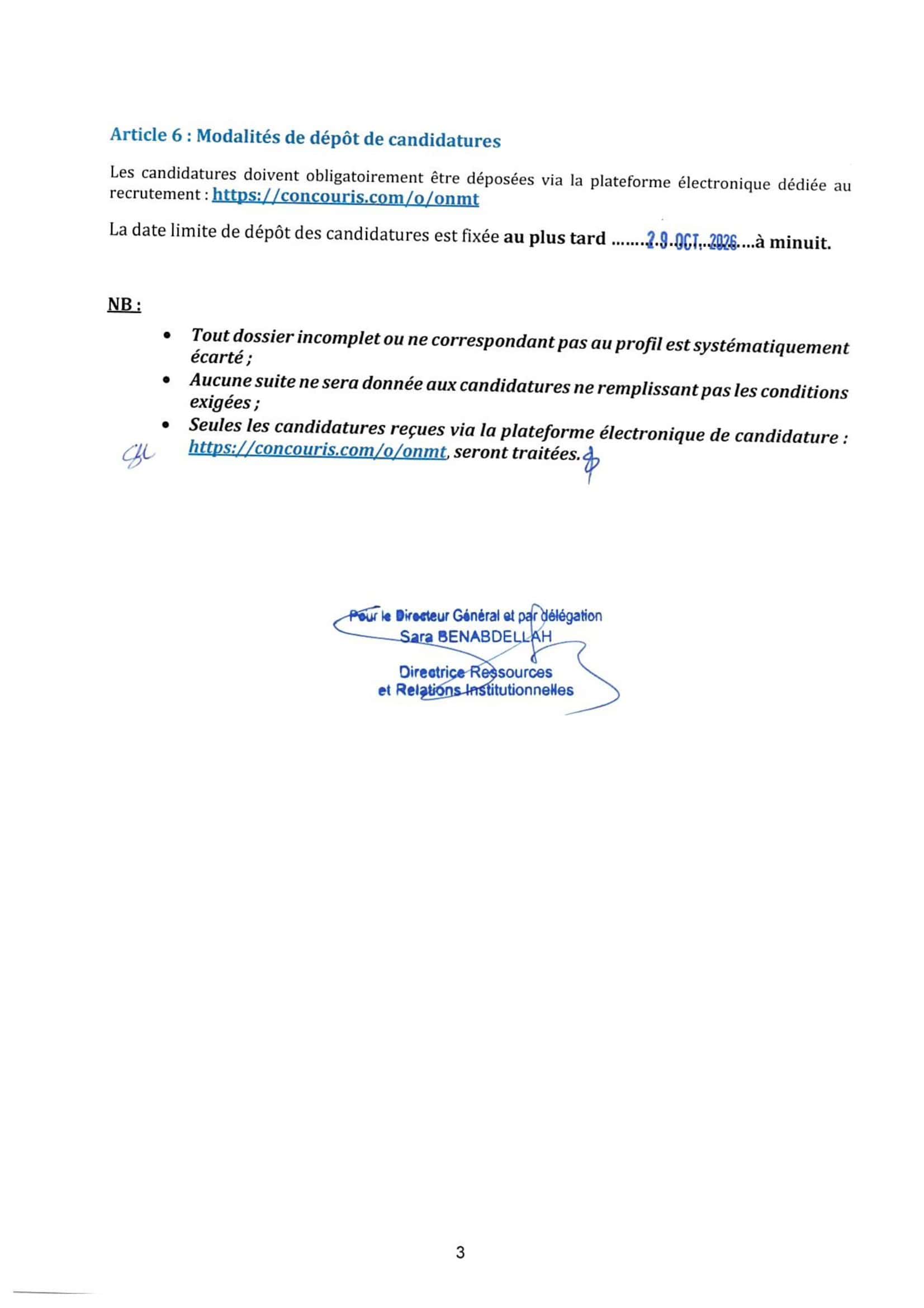 Office National Marocain du Tourisme recrute
