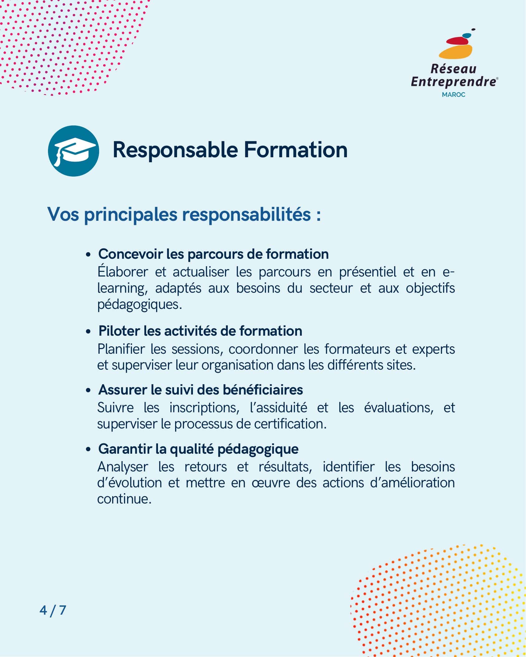 Réseau Entreprendre Maroc recrute Responsable Formation