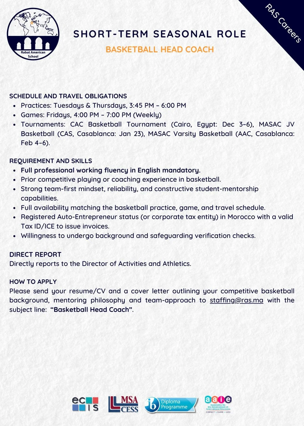 Rabat American School recrute