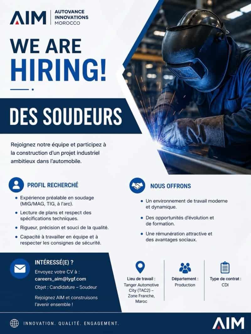 AIM recrute Soudeurs